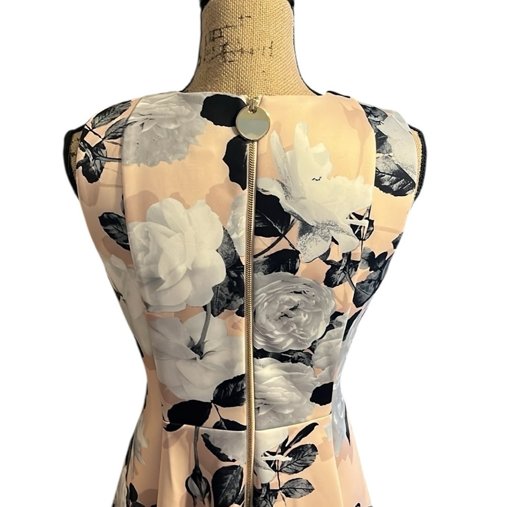 Calvin Klein Lined Peach, Gray, White and Black Midi Dress with Pockets - Picture 7 of 12